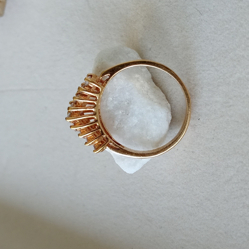 Gold Band with three rows of Rhinestones size 11 - Picture 3 of 7